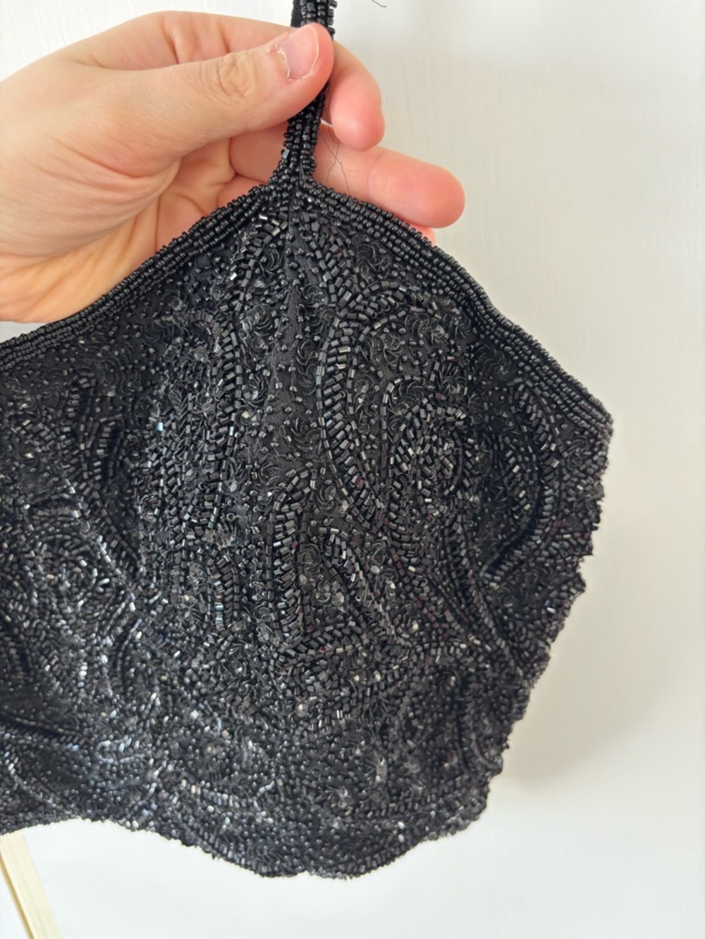 Heavy Beaded Smocked Crop Top Luxe Statement Bustier Festival Evening Event XL - Picture 8 of 16